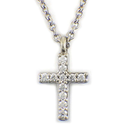 Tiffany & Co Necklace Metro Cross Mini Diamond 18k White Gold