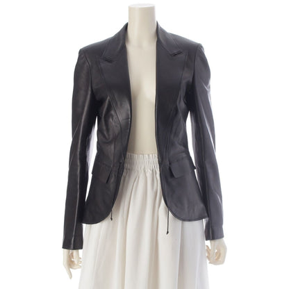 Gucci Tom Ford Era Leather Lace-up Tailored Jacket Black 40