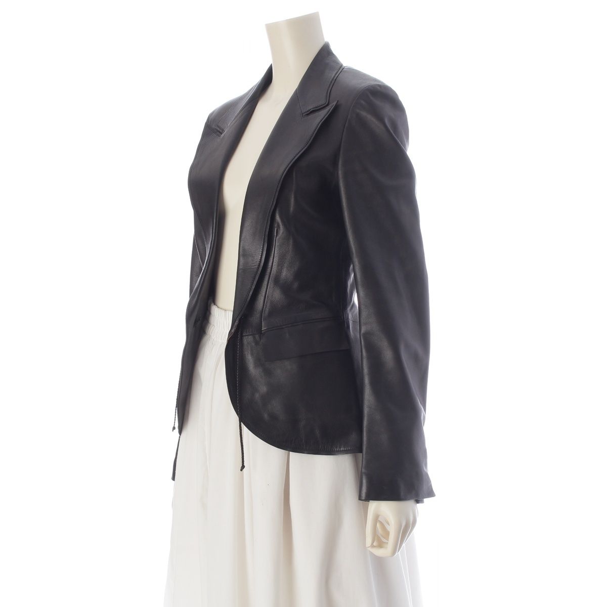 Gucci Tom Ford Era Leather Lace-up Tailored Jacket Black 40 — view 2