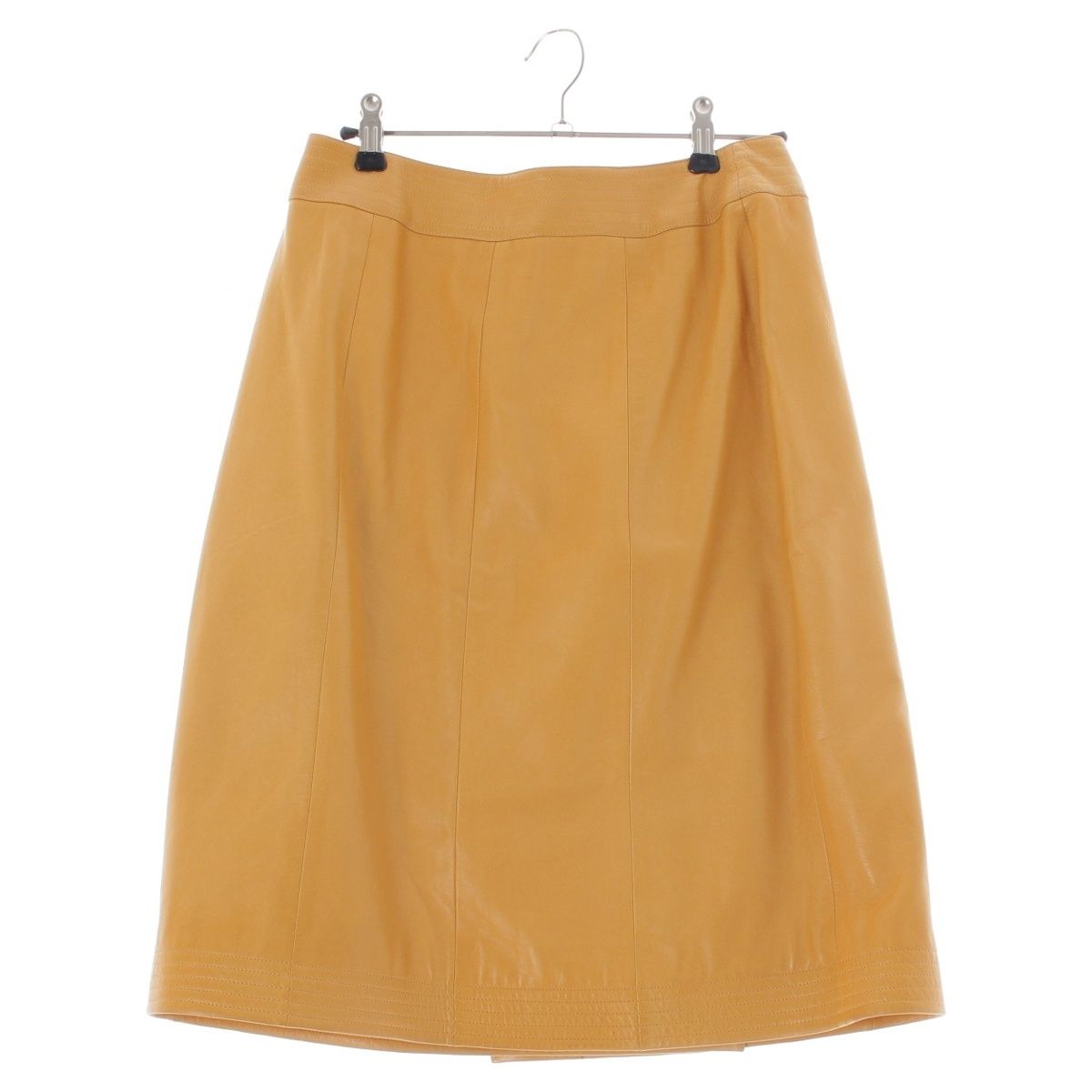 Chanel 01A Lambskin Coco Buttons Middle Skirt Yellow 38 — view 2