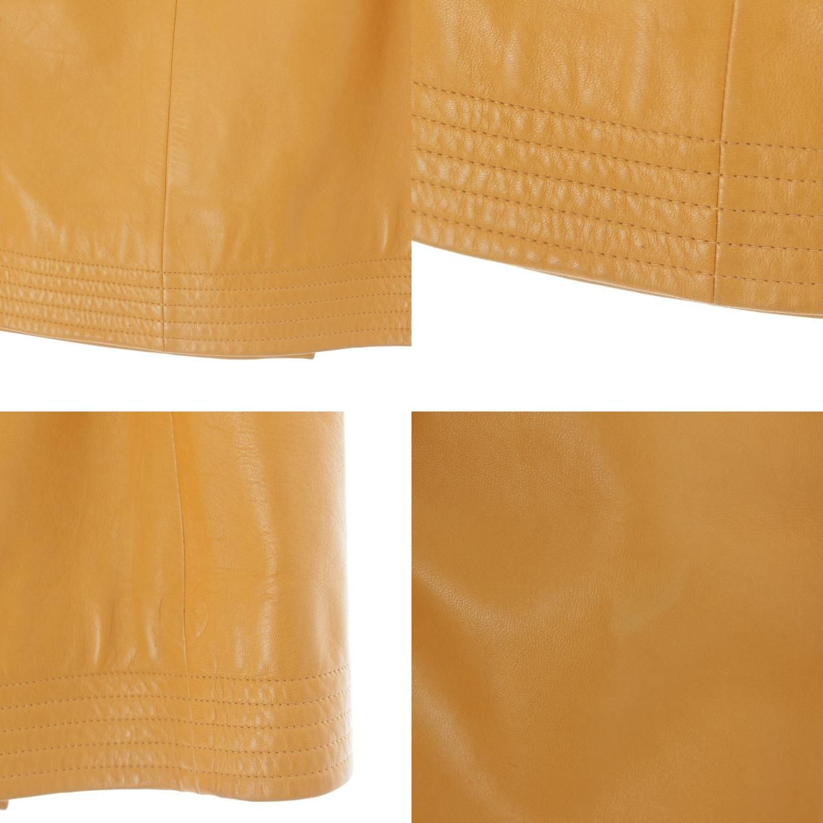 Chanel 01A Lambskin Coco Buttons Middle Skirt Yellow 38 — view 8