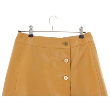 Chanel 01A Lambskin Coco Buttons Middle Skirt Yellow 38 — view 3