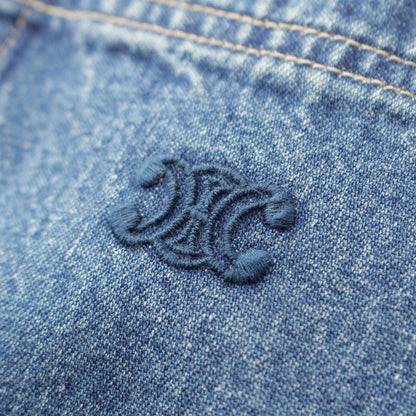Celine Hedi Slimane Era Triomphe Sashimi Union Chien Washed Cropped Denim Long — view 8