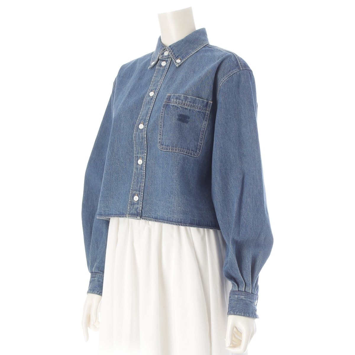 Celine Hedi Slimane Era Triomphe Sashimi Union Chien Washed Cropped Denim Long — view 2