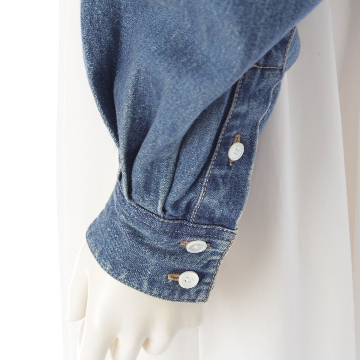 Celine Hedi Slimane Era Triomphe Sashimi Union Chien Washed Cropped Denim Long — view 7