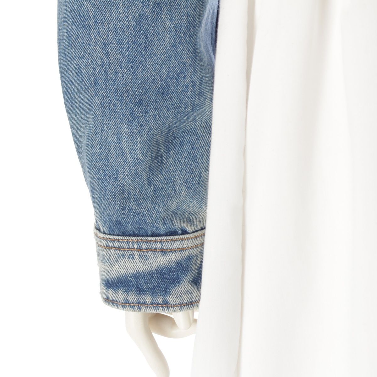Prada Denim Triangle Logo Collarless Cropped Wash Tailored Jacket Ice Blue 36 — view 6