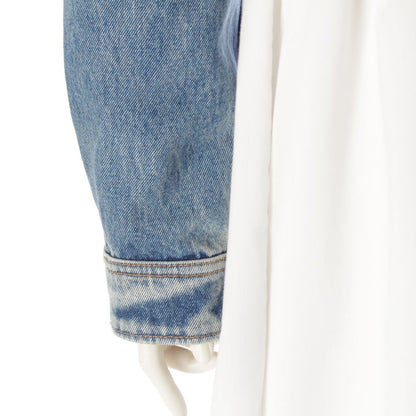 Prada Denim Triangle Logo Collarless Cropped Wash Tailored Jacket Ice Blue 36 — view 6