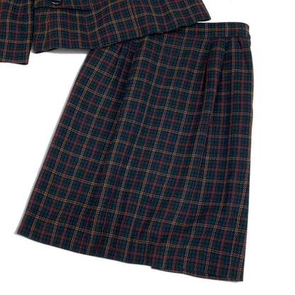 Saint Laurent Yvesaint Set Plaid Tailored Jacket Skirt Green 36 — view 6