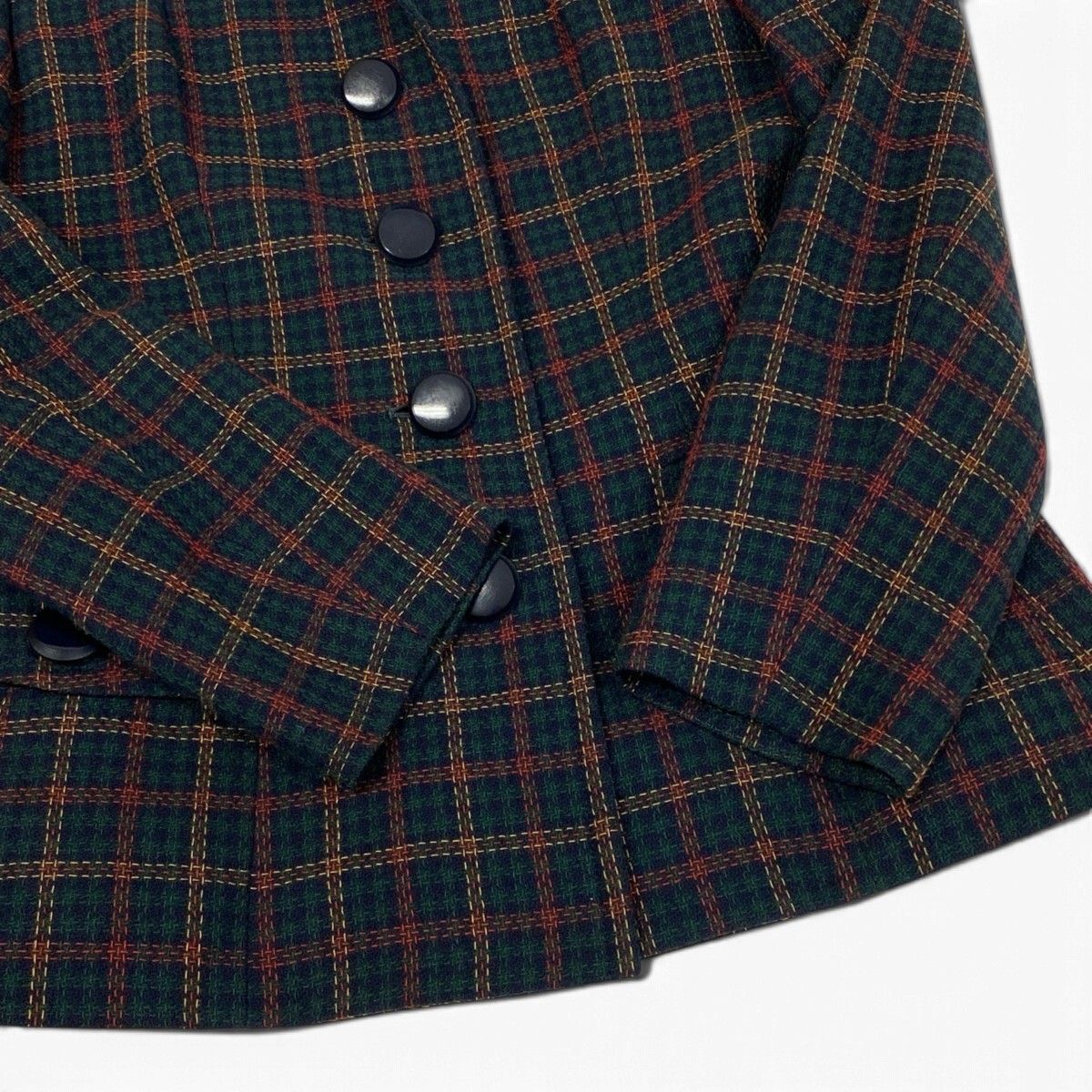 Saint Laurent Yvesaint Set Plaid Tailored Jacket Skirt Green 36 — view 5