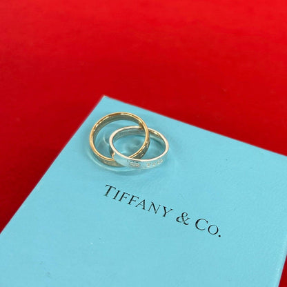Tiffany & Co 1837 Interlocking Circle Ring Silver Pink Gold
