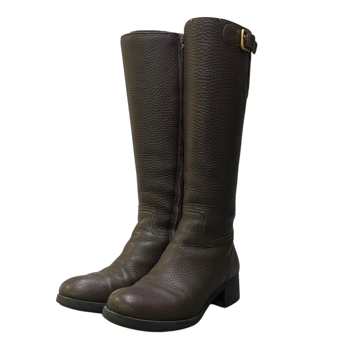 Prada Leather Long Boots Long Jockey Brown — view 2