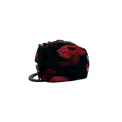 Prada Triangle Logo Nylon Leather 2-Way Mini Shoulder Bag Red Black — view 5