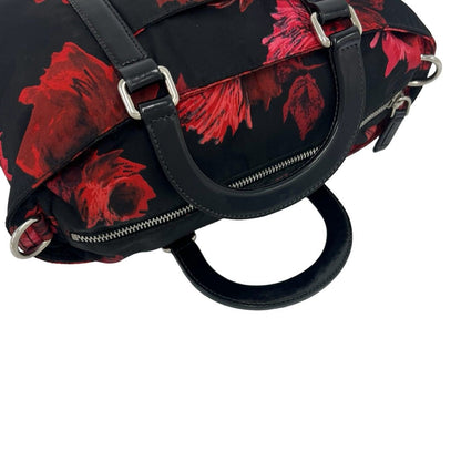 Prada Triangle Logo Nylon Leather 2-Way Mini Shoulder Bag Red Black — view 4