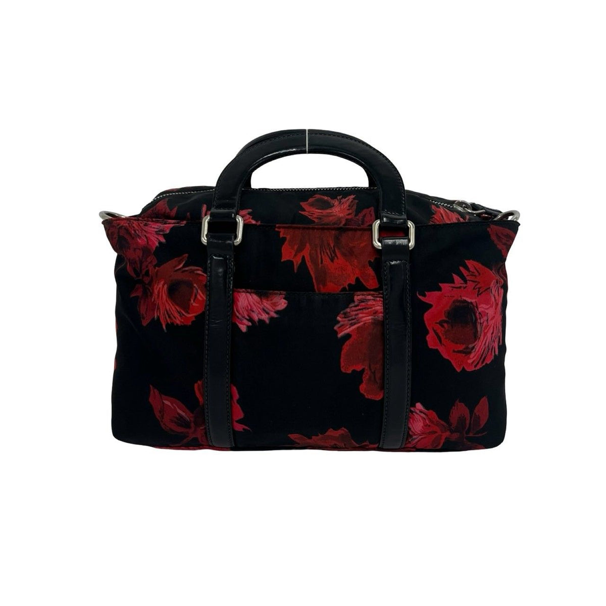 Prada Triangle Logo Nylon Leather 2-Way Mini Shoulder Bag Red Black — view 3