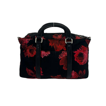 Prada Triangle Logo Nylon Leather 2-Way Mini Shoulder Bag Red Black — view 3