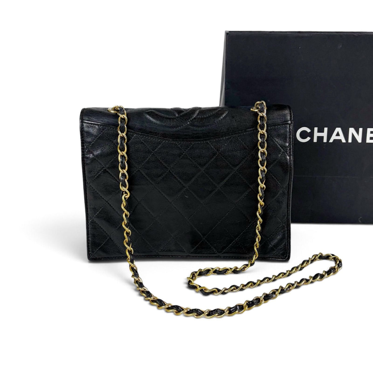 Chanel Coco Chain Shoulder Bag CC Logo Lambskin Black