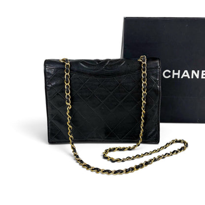 Chanel Coco Chain Shoulder Bag CC Logo Lambskin Black