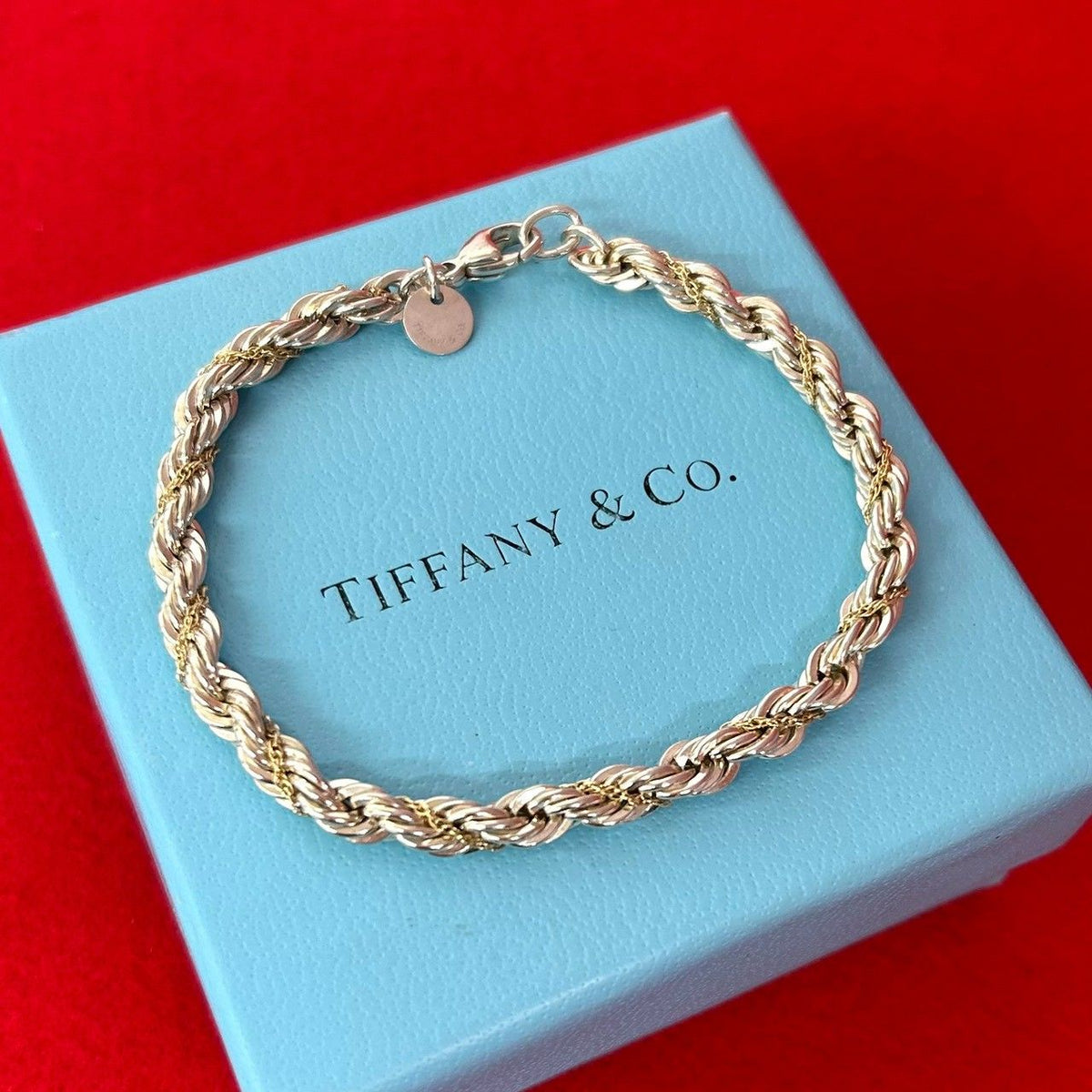 Tiffany & Co Twisted Rope Bracelet Silver Yellow Gold