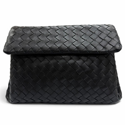 Bottega Veneta Intrecciato Leather Clutch Black
