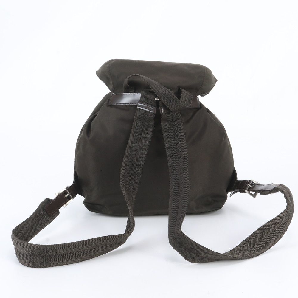Prada White Tag with Tessuto Nylon Triangle Logo Leather Backpack — view 3