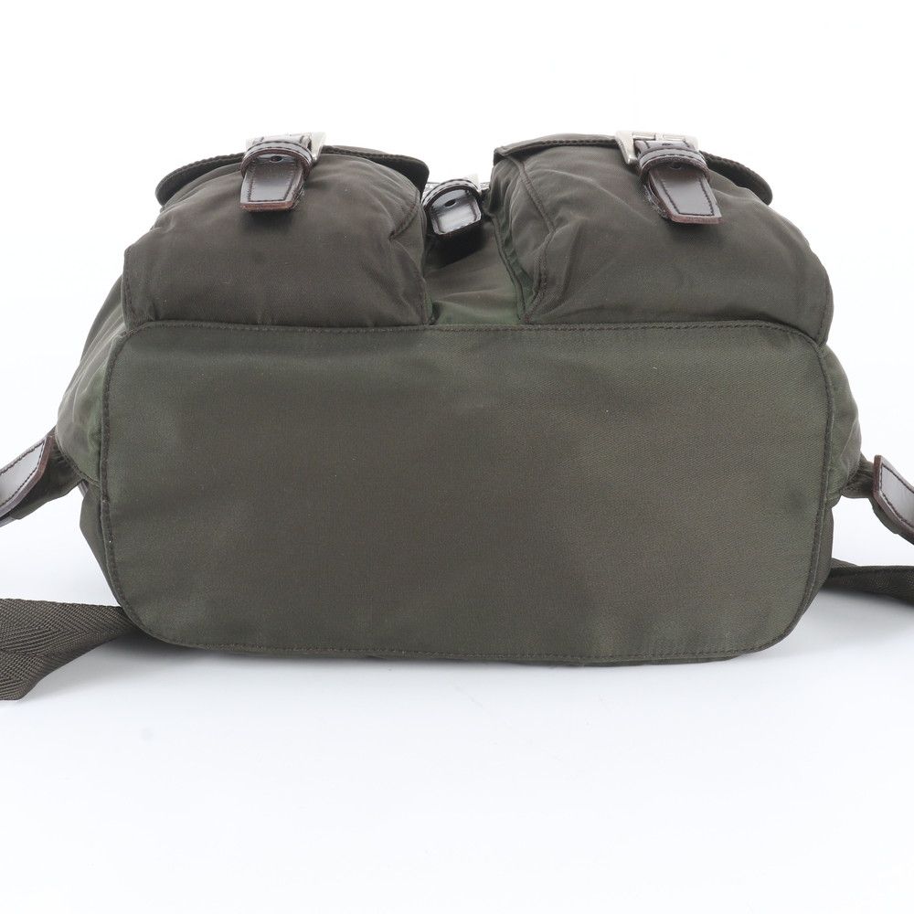Prada White Tag with Tessuto Nylon Triangle Logo Leather Backpack — view 6