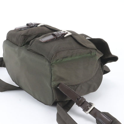 Prada White Tag with Tessuto Nylon Triangle Logo Leather Backpack — view 4