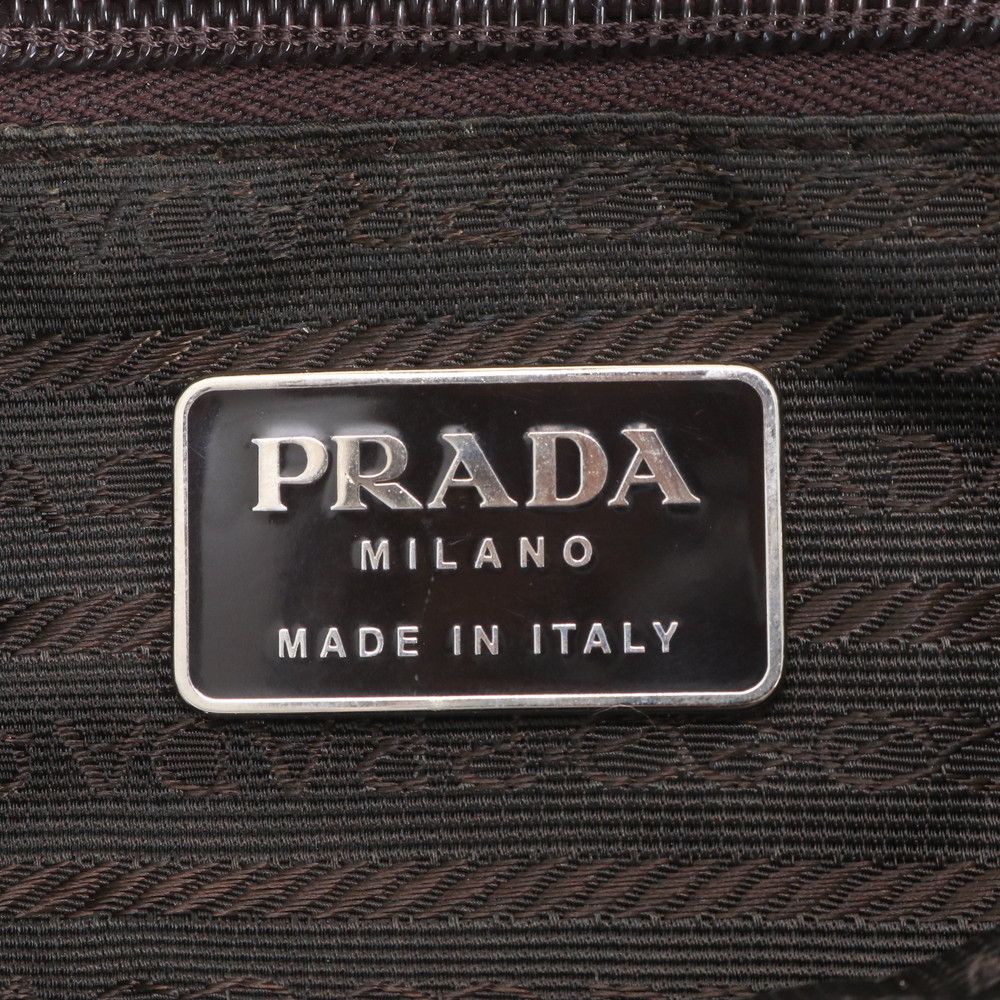 Prada White Tag with Tessuto Nylon Triangle Logo Leather Backpack — view 8