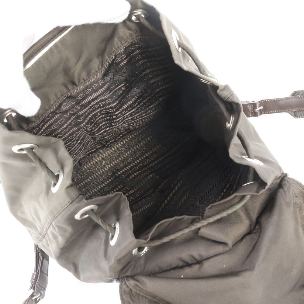 Prada White Tag with Tessuto Nylon Triangle Logo Leather Backpack — view 7