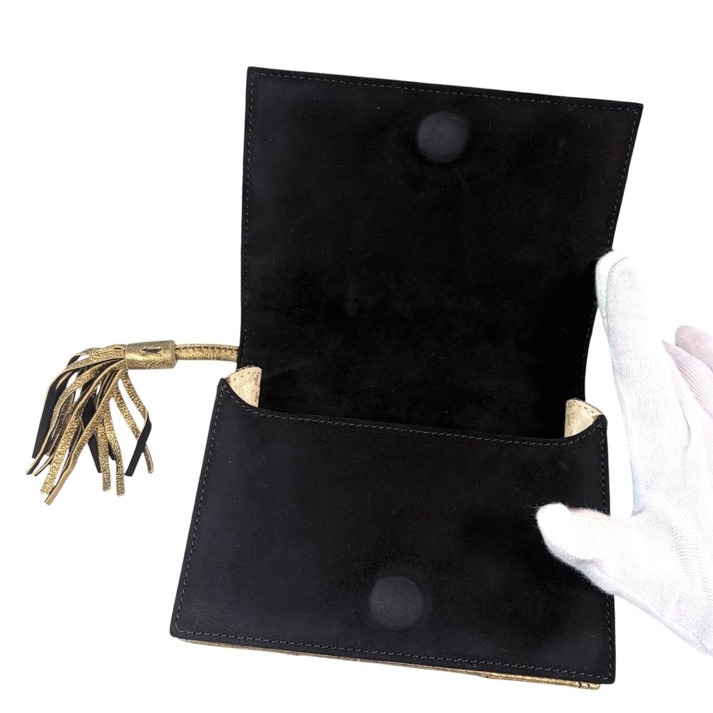 Chanel Pouch CC Logo Case Second Suede Black Gold — view 6