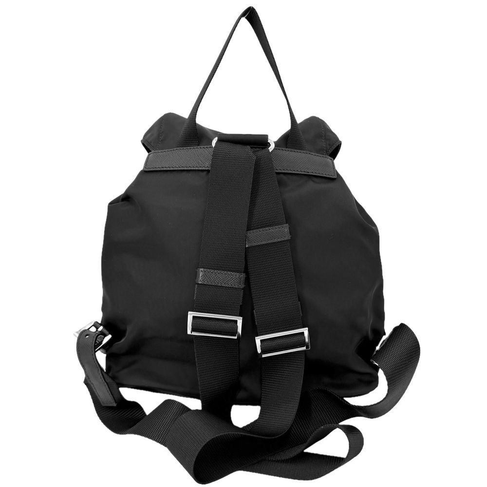 Prada Backpack Triangle Logo Nylon Black Silver — view 2