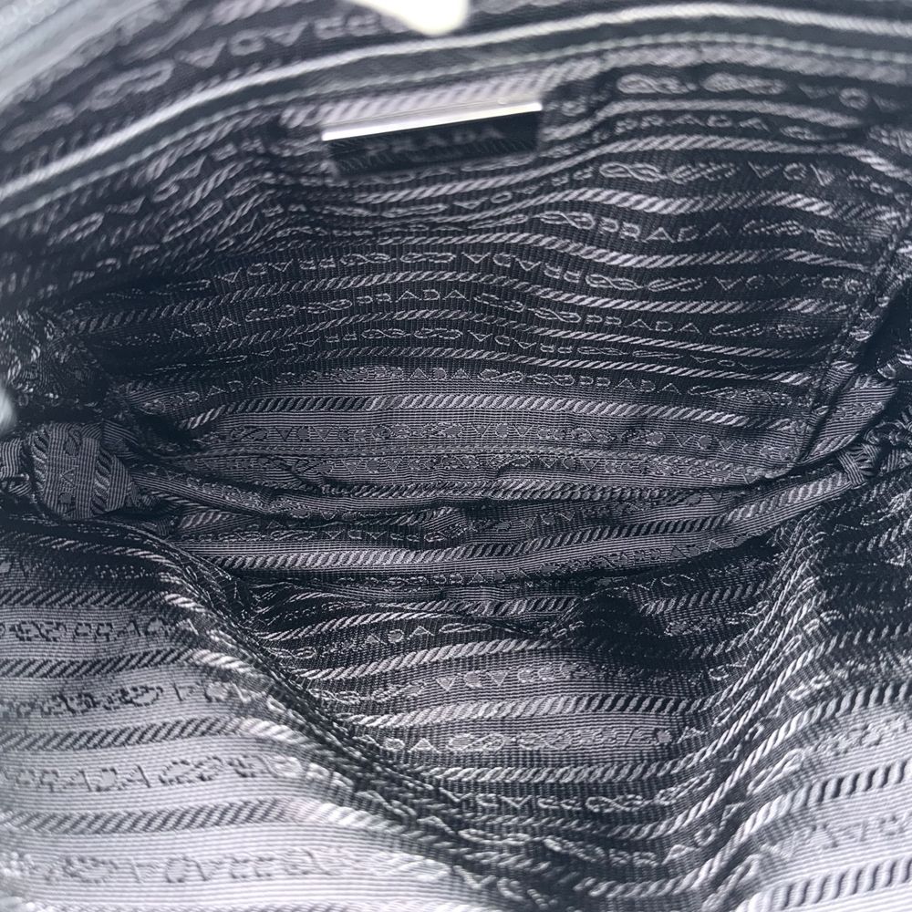 Prada Backpack Triangle Logo Nylon Black Silver — view 4