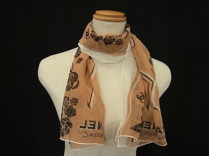 Chanel CC Logo Camellia Silk 100% Shawl White Multicolor Scarf — view 2