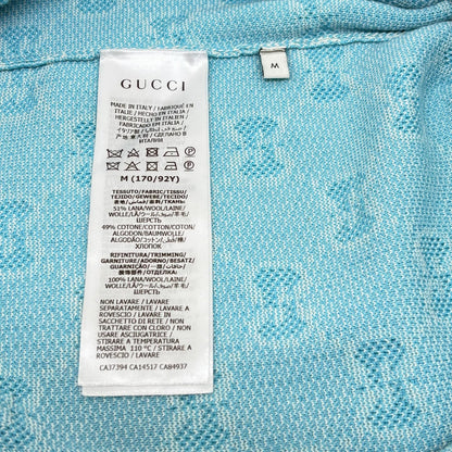 Gucci GG Pattern Knit Cardigan Light Blue Wool Cotton M — view 6