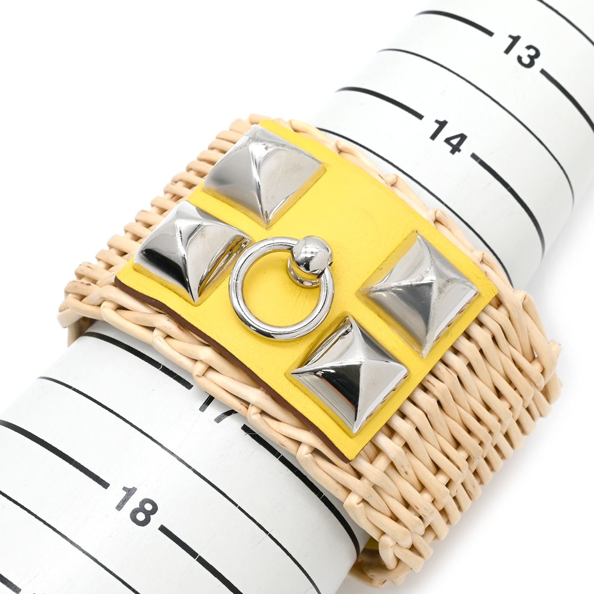 Hermes Bracelet Collier de Chien Medor Picnic Veau Barenia Rattan Jaune Naple — view 8