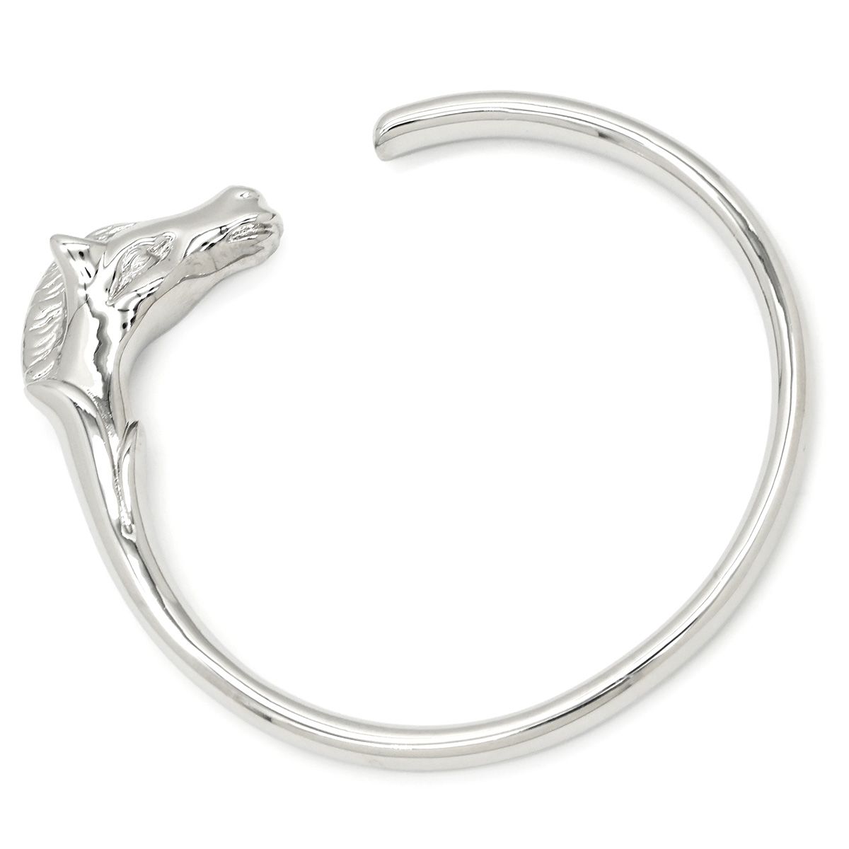 Hermes Bangle Cheval Horse Head Silver Bracelet — view 2