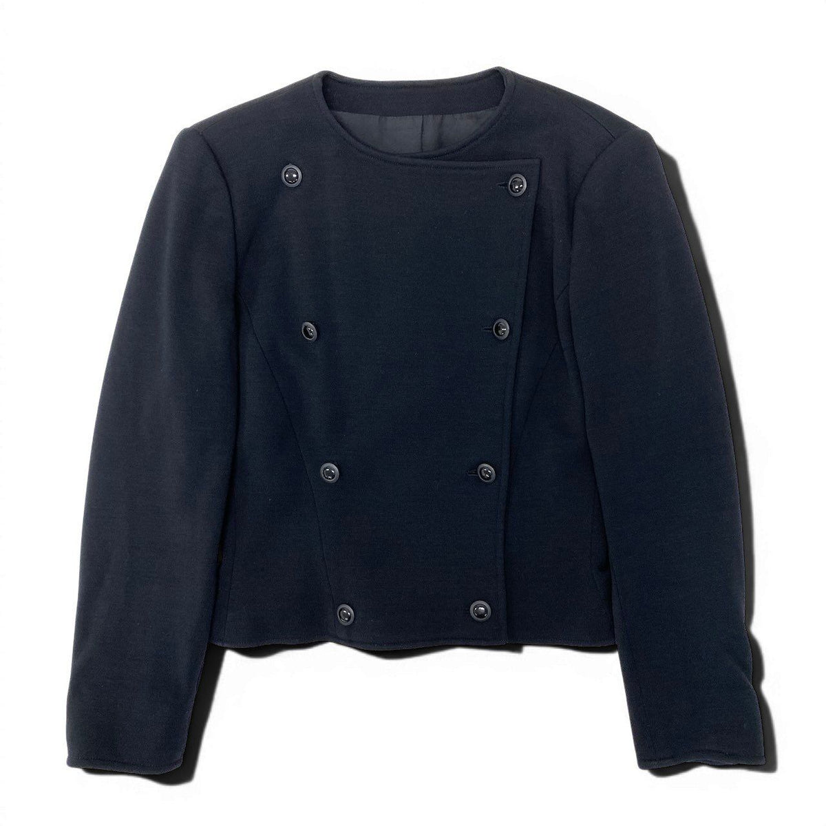 Gucci Vintage Collarless Jacket Double Breasted Black Wool 42 — view 2