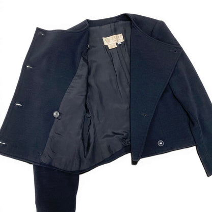 Gucci Vintage Collarless Jacket Double Breasted Black Wool 42 — view 6