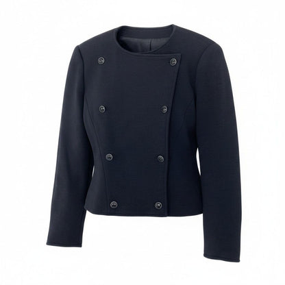 Gucci Vintage Collarless Jacket Double Breasted Black Wool 42