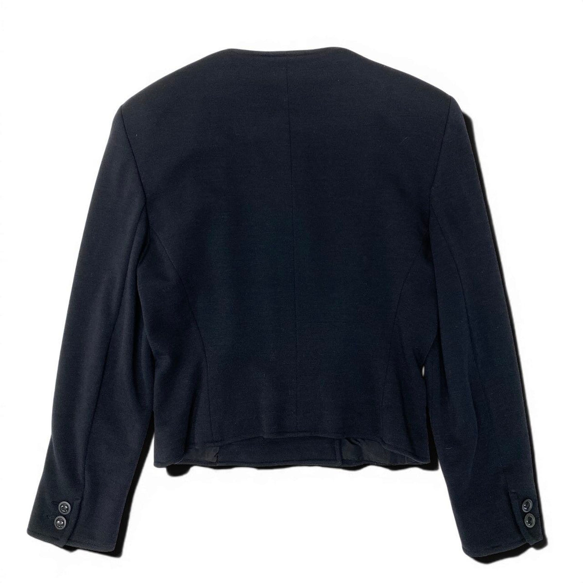 Gucci Vintage Collarless Jacket Double Breasted Black Wool 42 — view 3