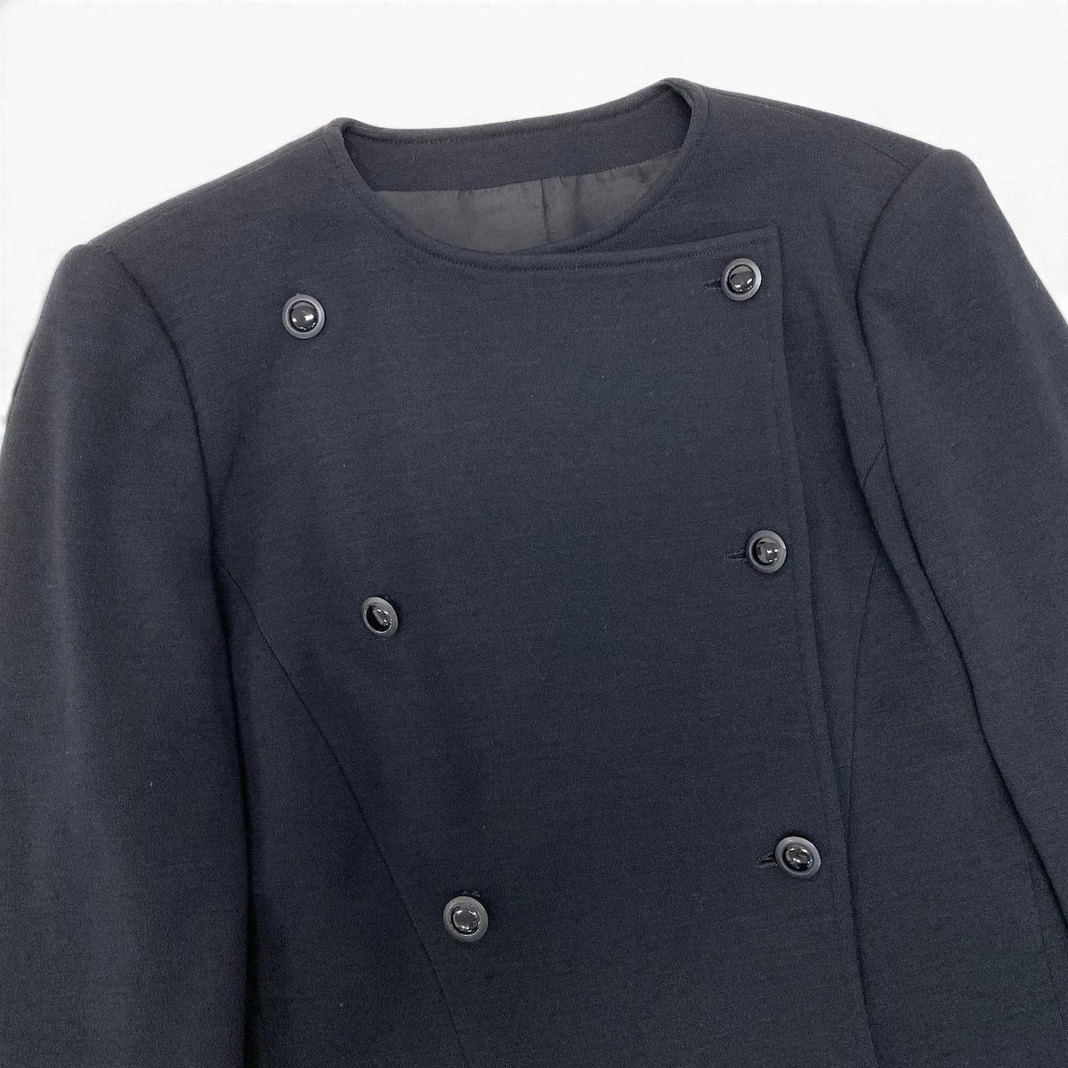 Gucci Vintage Collarless Jacket Double Breasted Black Wool 42 — view 4