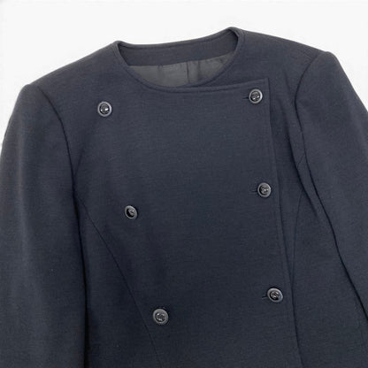 Gucci Vintage Collarless Jacket Double Breasted Black Wool 42 — view 4