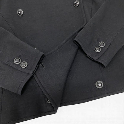 Gucci Vintage Collarless Jacket Double Breasted Black Wool 42 — view 5