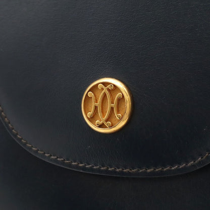 Hermes Paula Shoulder Bag Pochette Crossbody Vintage Box Calf Leather Navy Gold — view 6
