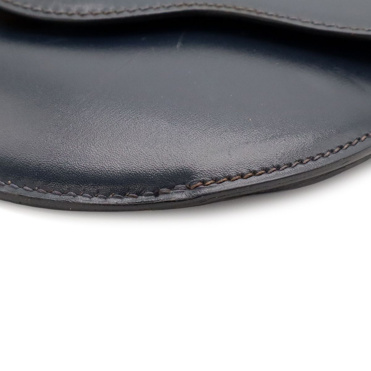Hermes Paula Shoulder Bag Pochette Crossbody Vintage Box Calf Leather Navy Gold — view 3
