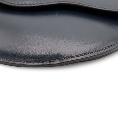 Hermes Paula Shoulder Bag Pochette Crossbody Vintage Box Calf Leather Navy Gold — view 3