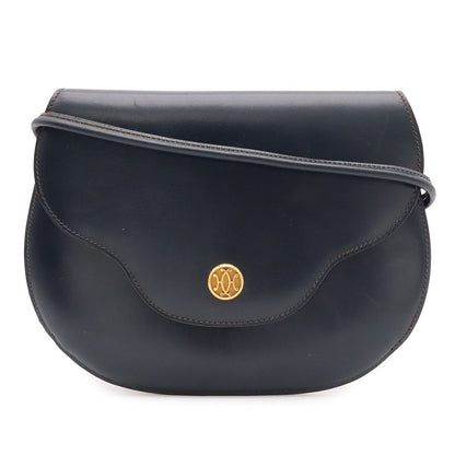 Hermes Paula Shoulder Bag Pochette Crossbody Vintage Box Calf Leather Navy Gold