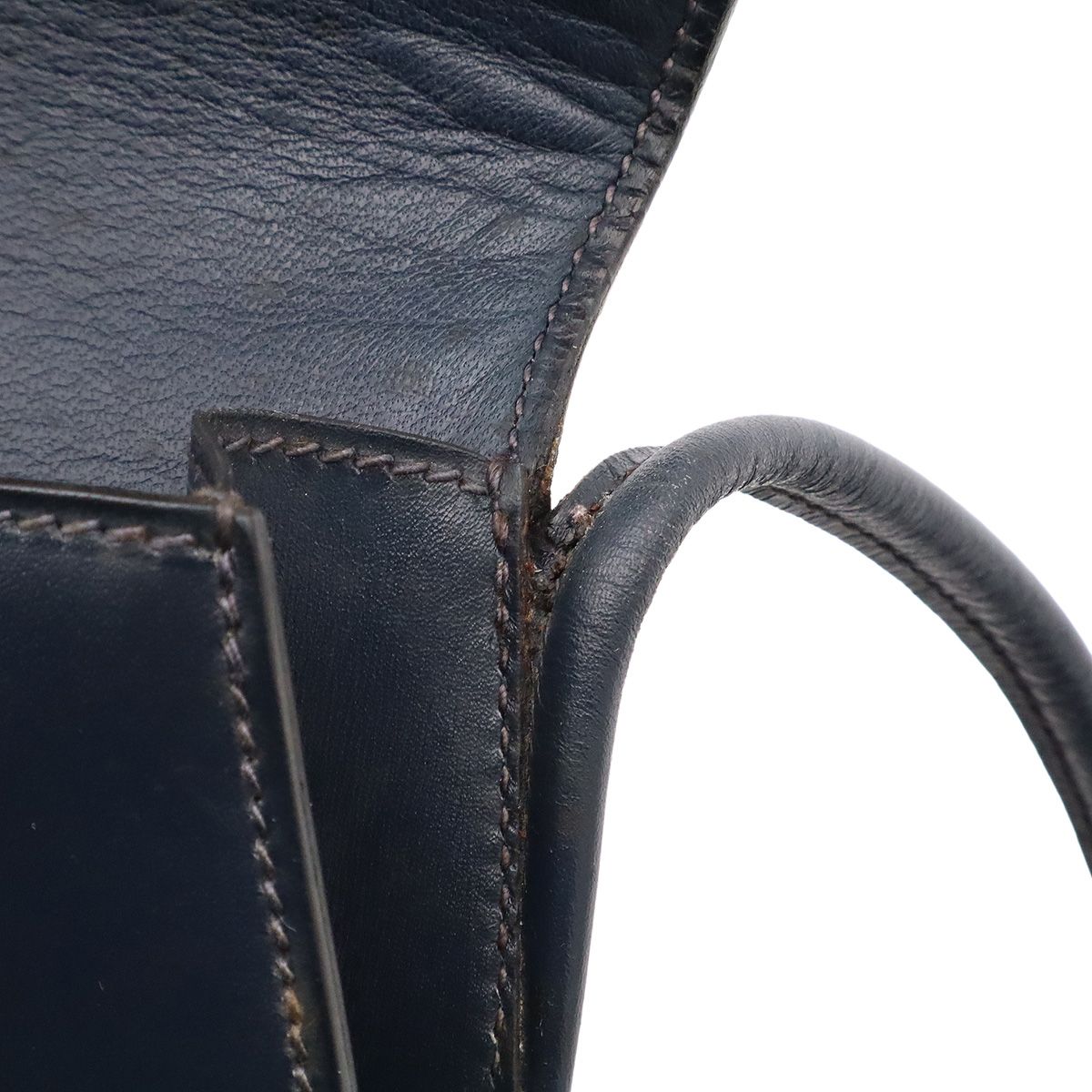 Hermes Paula Shoulder Bag Pochette Crossbody Vintage Box Calf Leather Navy Gold — view 5