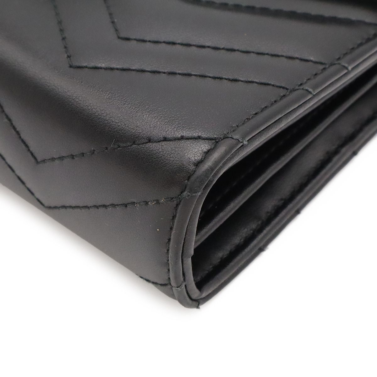 Gucci GG Marmont Shoulder Bag Chain Wallet 2-Way Clutch Quilted Leather Black — view 3
