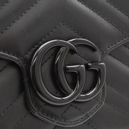 Gucci GG Marmont Shoulder Bag Chain Wallet 2-Way Clutch Quilted Leather Black — view 5