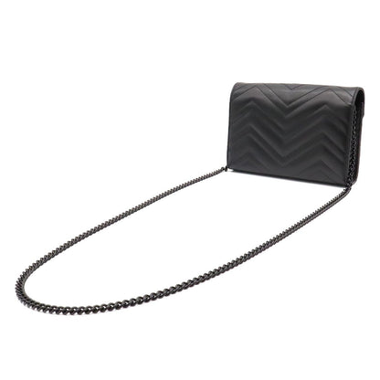 Gucci GG Marmont Shoulder Bag Chain Wallet 2-Way Clutch Quilted Leather Black — view 2